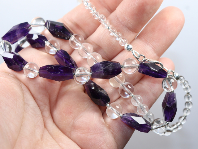 amethyst and rock crystal with silver 925