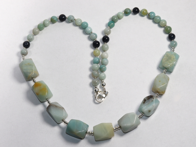 amazonite and larvikite with silver 925