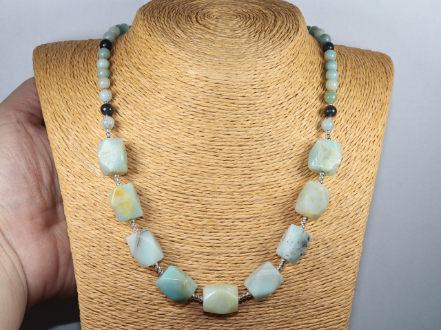 Preview: amazonite and larvikite with silver 925