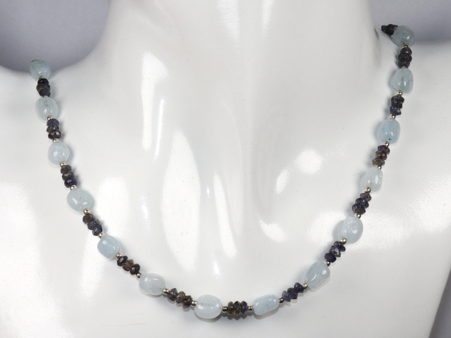 Preview: Aquamarin und Iolith mit Silber 925