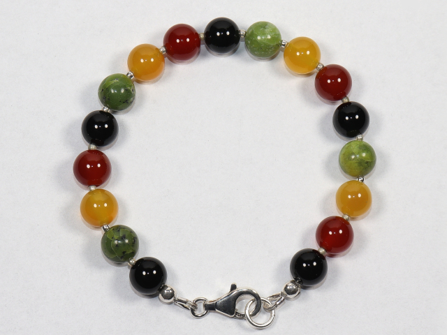 Preview: carnelian, honey agate, chrysoprase and onyx with silver 925