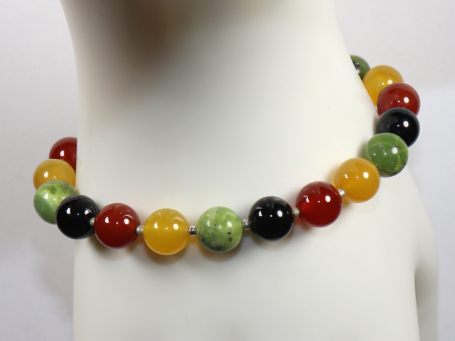Preview: carnelian, honey agate, chrysoprase and onyx with silver 925