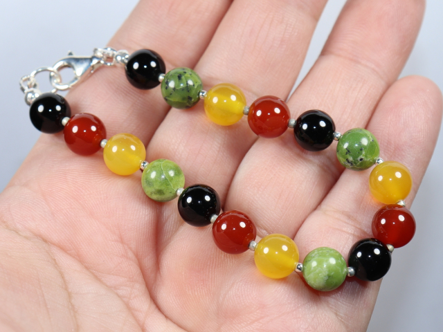 carnelian, honey agate, chrysoprase and onyx with silver 925