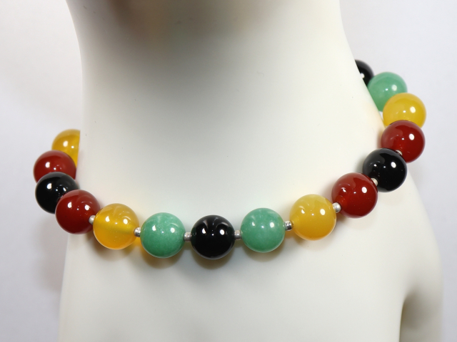 Preview: carnelian, honey agate, aventurine and onyx with silver 925
