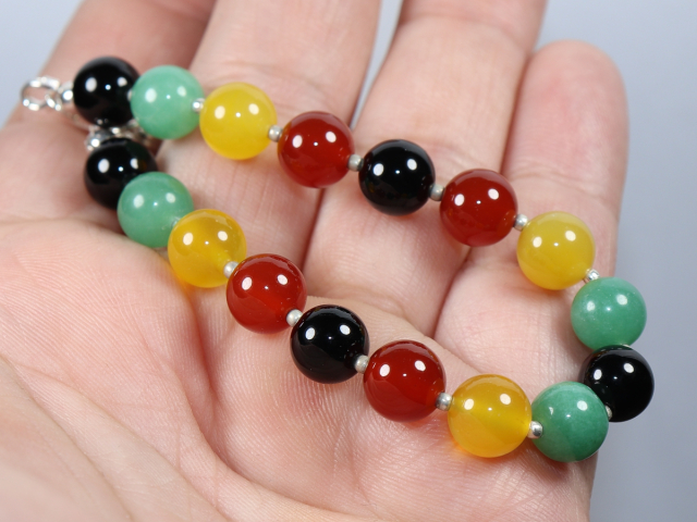 carnelian, honey agate, aventurine and onyx with silver 925