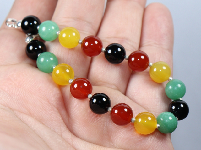 Preview: carnelian, honey agate, aventurine and onyx with silver 925