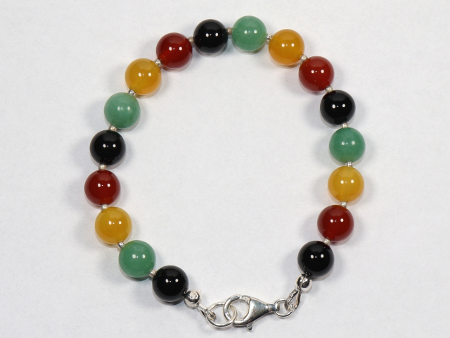 Preview: carnelian, honey agate, aventurine and onyx with silver 925