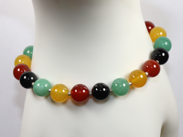 Preview: carnelian, honey agate, aventurine and onyx with silver 925