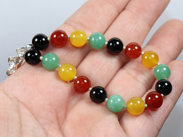 carnelian, honey agate, aventurine and onyx with silver 925