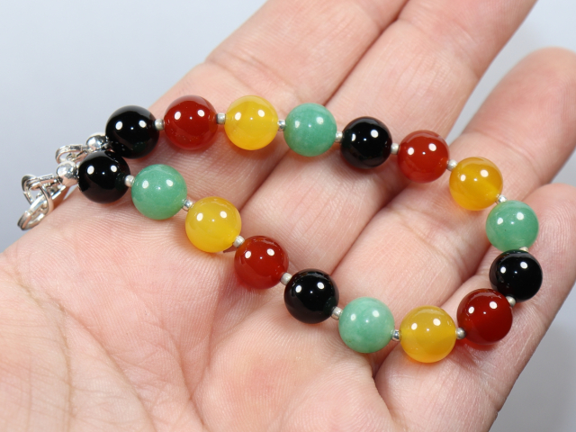 Preview: carnelian, honey agate, aventurine and onyx with silver 925