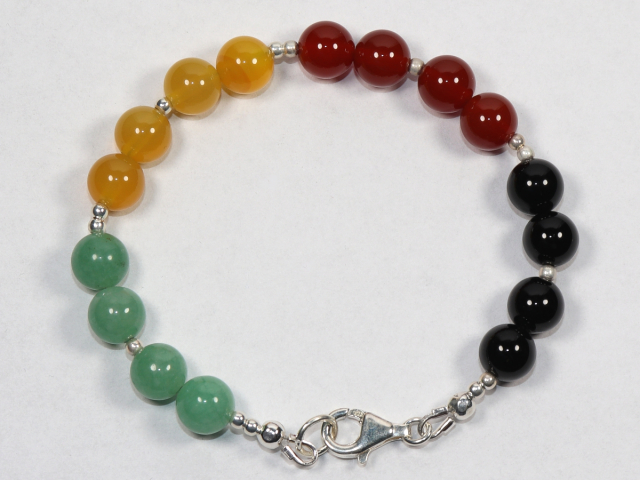 Preview: carnelian, honey agate, aventurine and onyx with silver 925