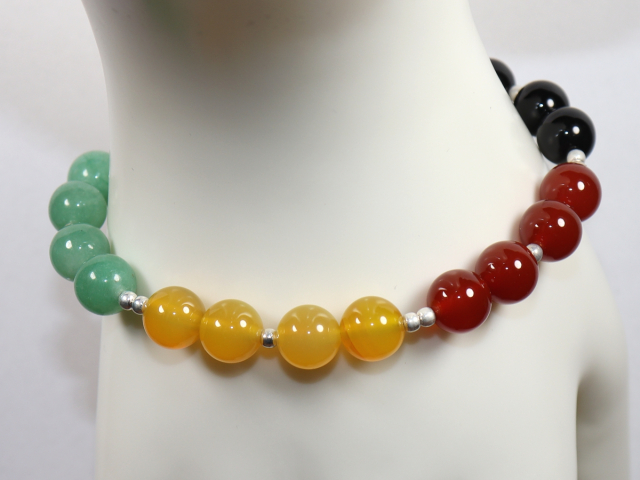 carnelian, honey agate, aventurine and onyx with silver 925