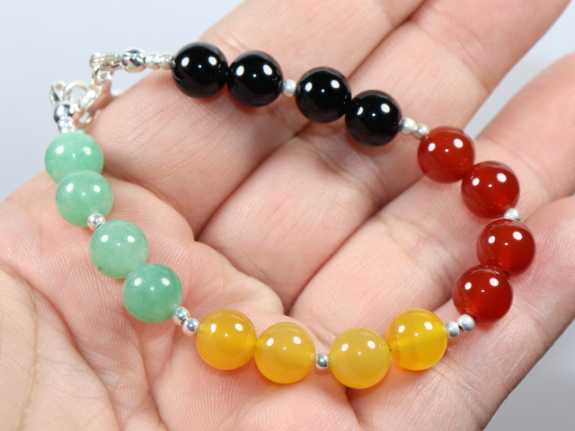 Preview: carnelian, honey agate, aventurine and onyx with silver 925