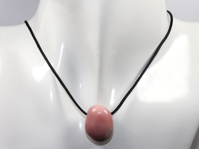 pink opal with cord or silver 925