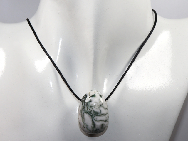 tree agate with cord or silver 925