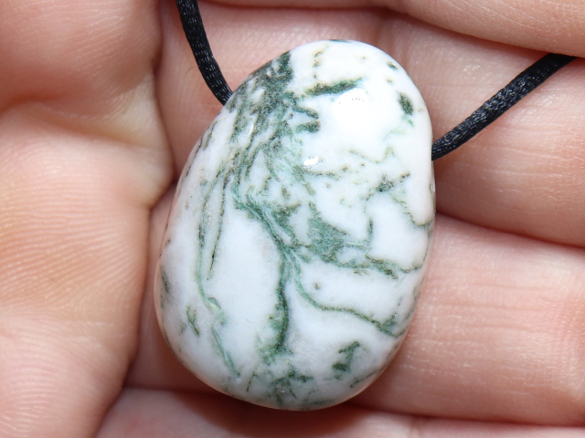 tree agate with cord or silver 925