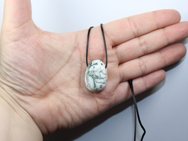 tree agate with cord or silver 925