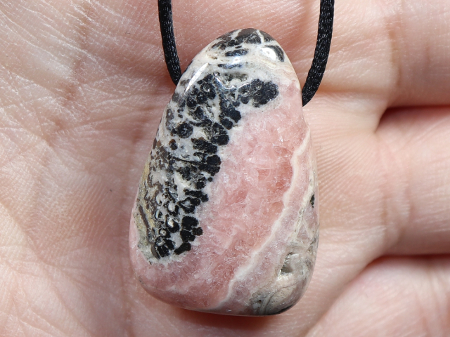 rhodochrosite with cord or silver 925