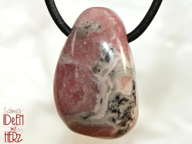 Rhodochrosite on cord