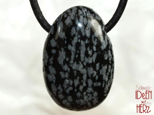 Snowflake obsidian on cord