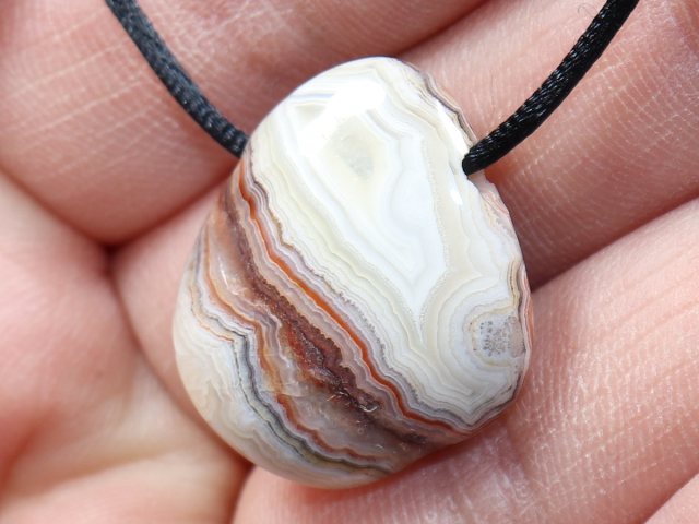 crazy lace agate with cord or silver 925