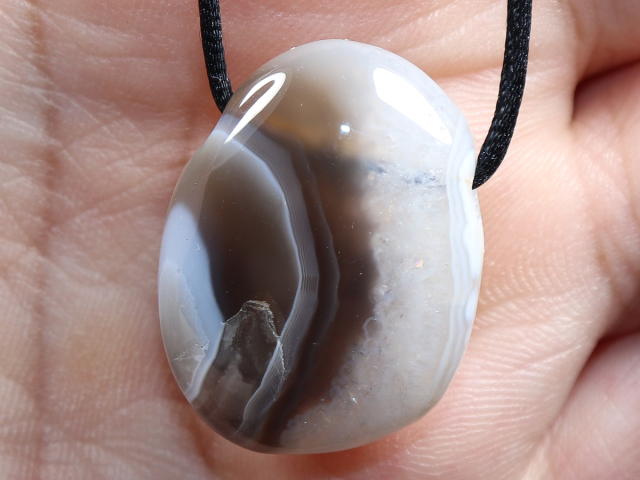 Botswana agate with cord or silver 925