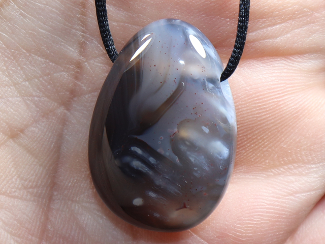 Botswana agate with cord or silver 925