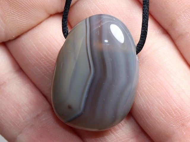 Botswana agate with cord or silver 925