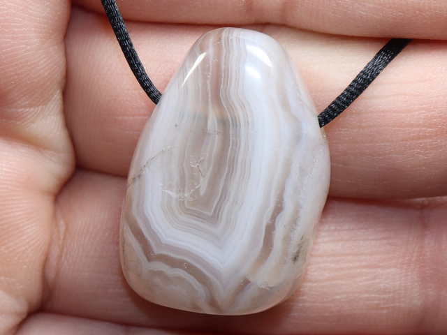 Botswana agate with cord or silver 925