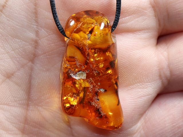 amber with cord or silver 925