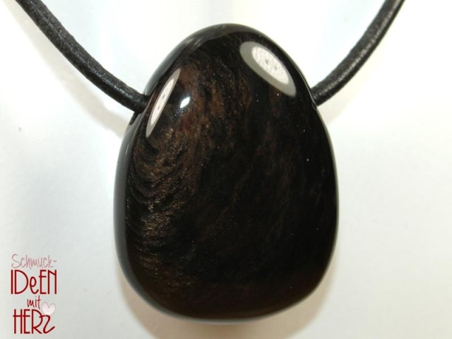 Gold obsidian on cord