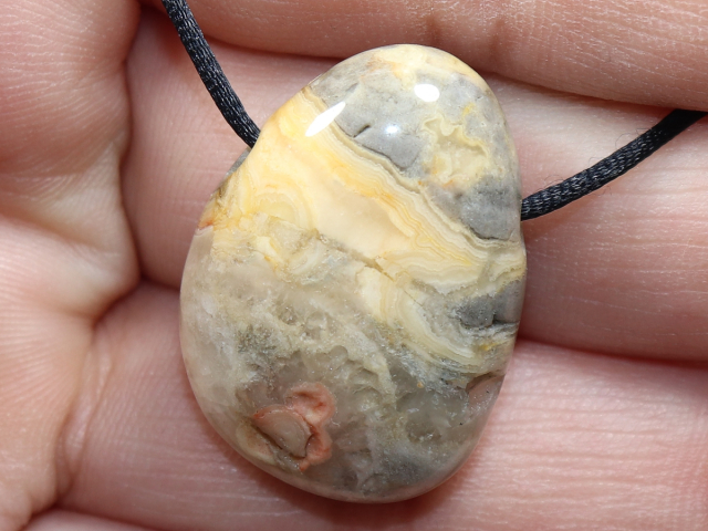 crazy lace agate with cord or silver 925