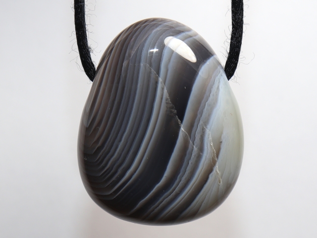 Botswana agate with cord or silver 925