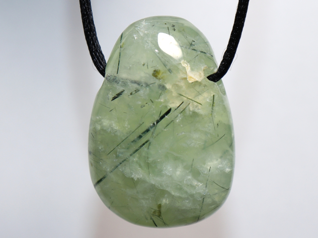 Preview: prehnite with epidote with cord or silver 925