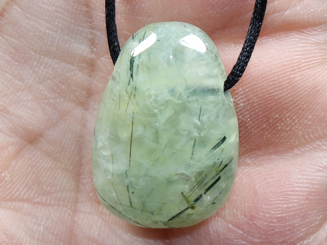 prehnite with epidote with cord or silver 925