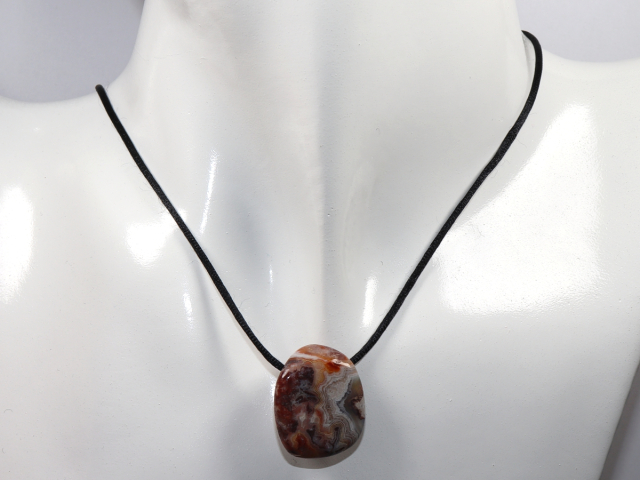 crazy lace agate with cord or silver 925