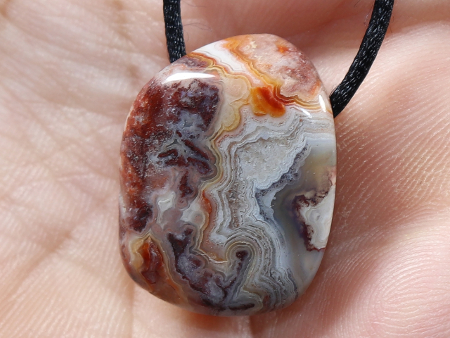 crazy lace agate with cord or silver 925