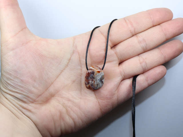 crazy lace agate with cord or silver 925
