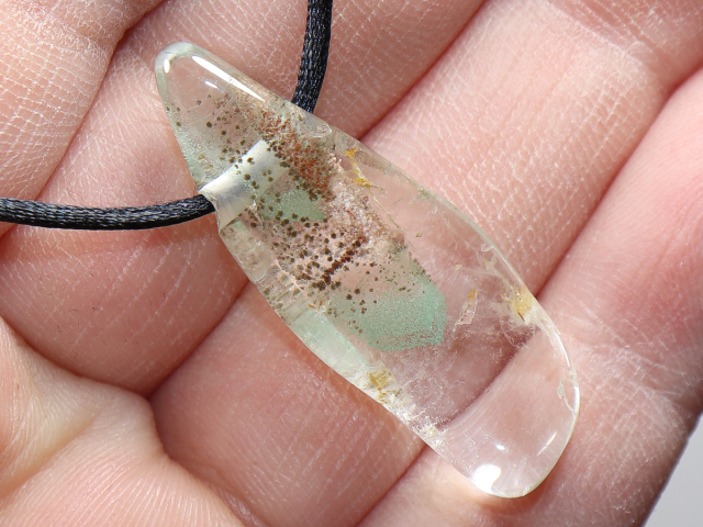 phantom quartz with cord or silver 925