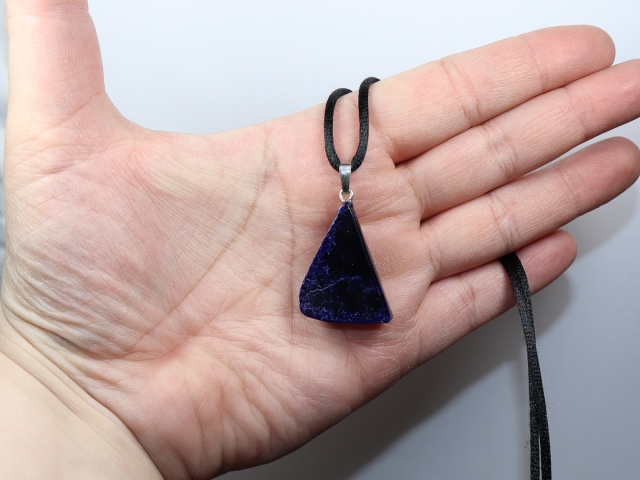 azurite with cord or silver 925