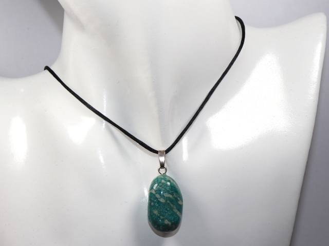 amazonite with cord or silver 925