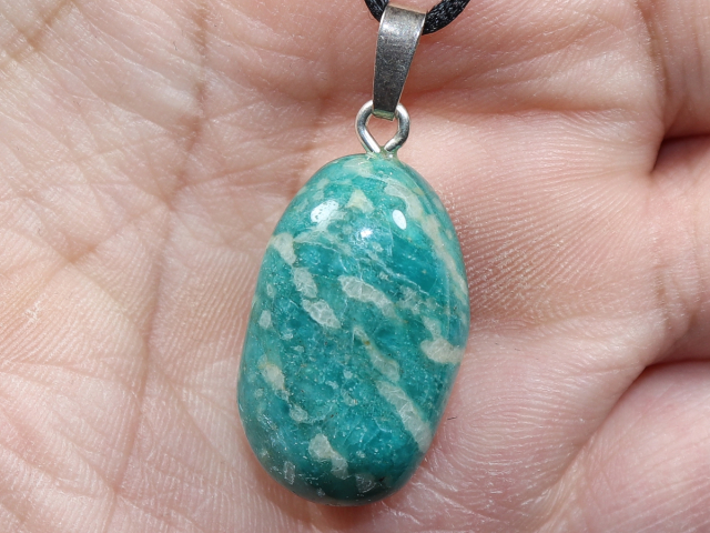 amazonite with cord or silver 925