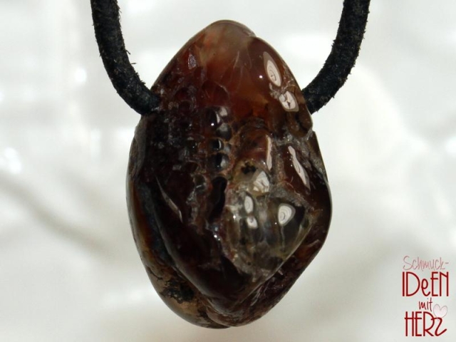 Fire agate on cord