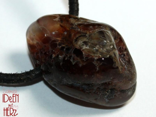 Fire agate on cord