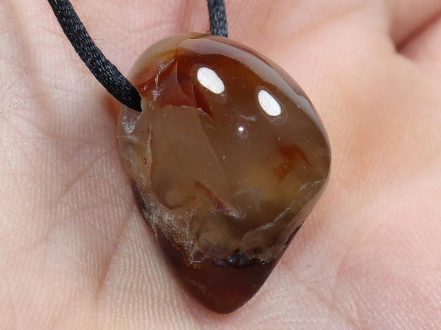 fire agate with cord or silver 925