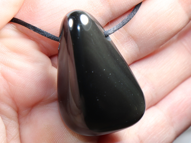 rainbow obsidian with cord or silver 925