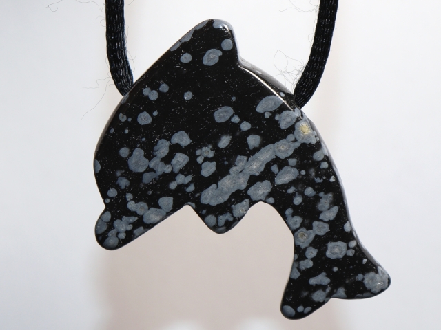 snowflake obsidian with cord or silver 925