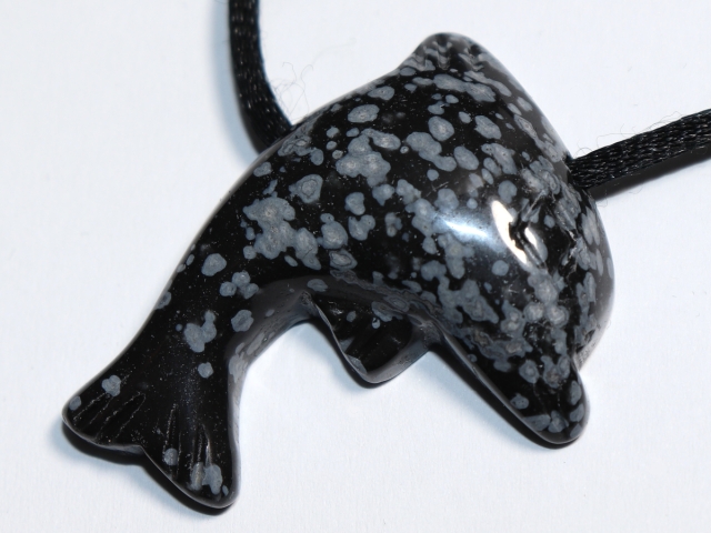 snowflake obsidian with cord or silver 925
