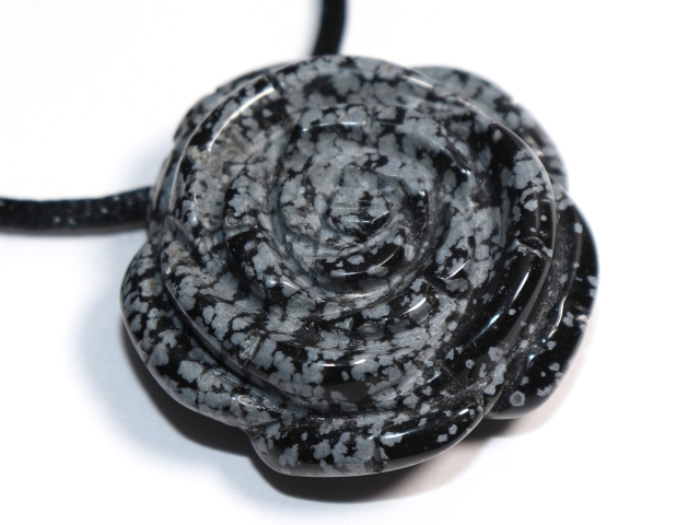 snowflake obsidian with cord or silver 925