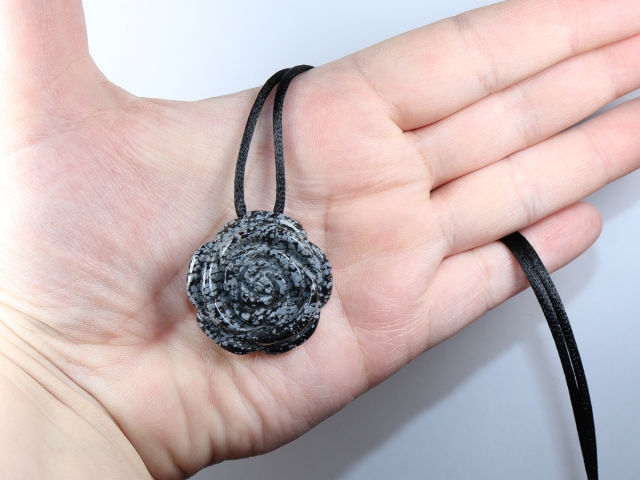 snowflake obsidian with cord or silver 925
